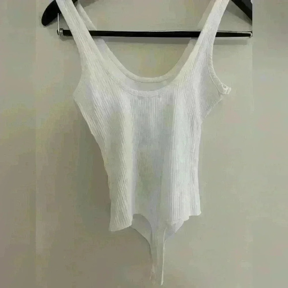 Articles of Society White Ribbed Cotton Stretch Thong Bodysuit Size XS NWT - Picture 4 of 5